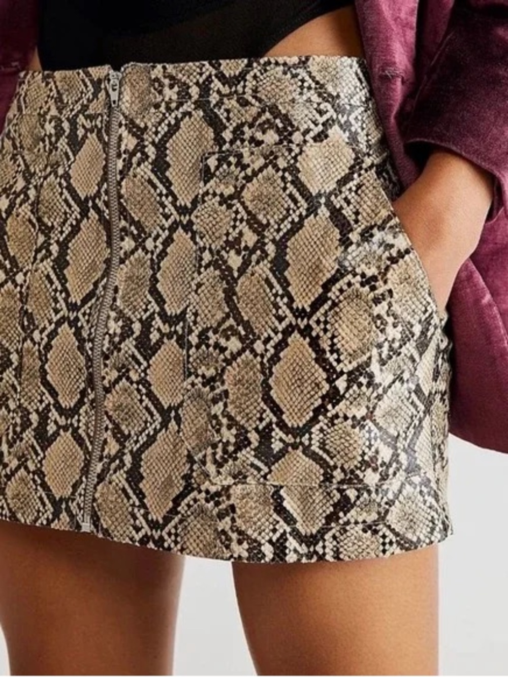 Free People snake mini skirt
